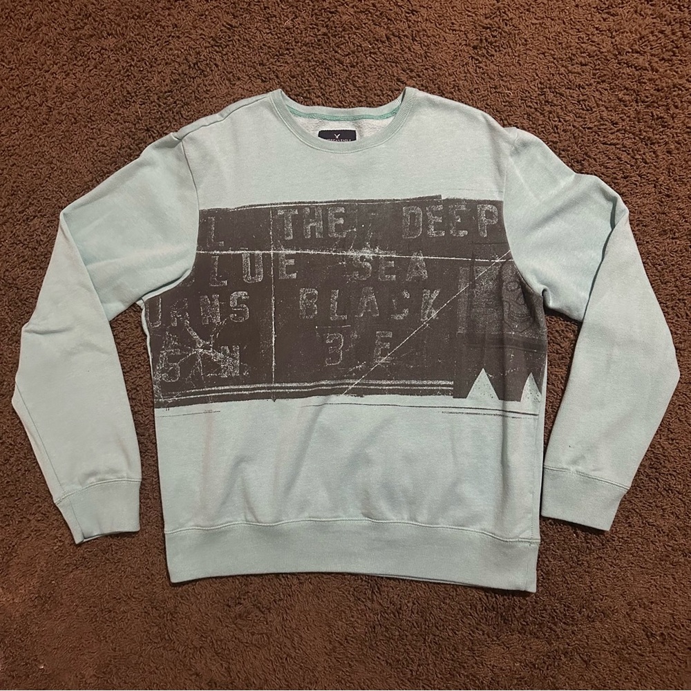 American Eagle Outfitters Turquoise Crewneck Sweater